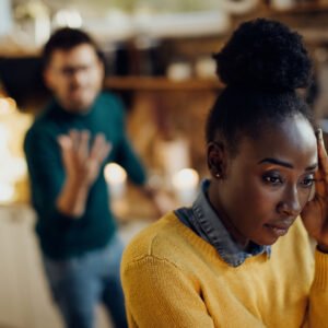 distraught african american woman having relationship difficulti